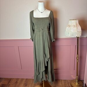 Free People tuape cottage fairy boho ruffle puff sleeve dress sz small prairie